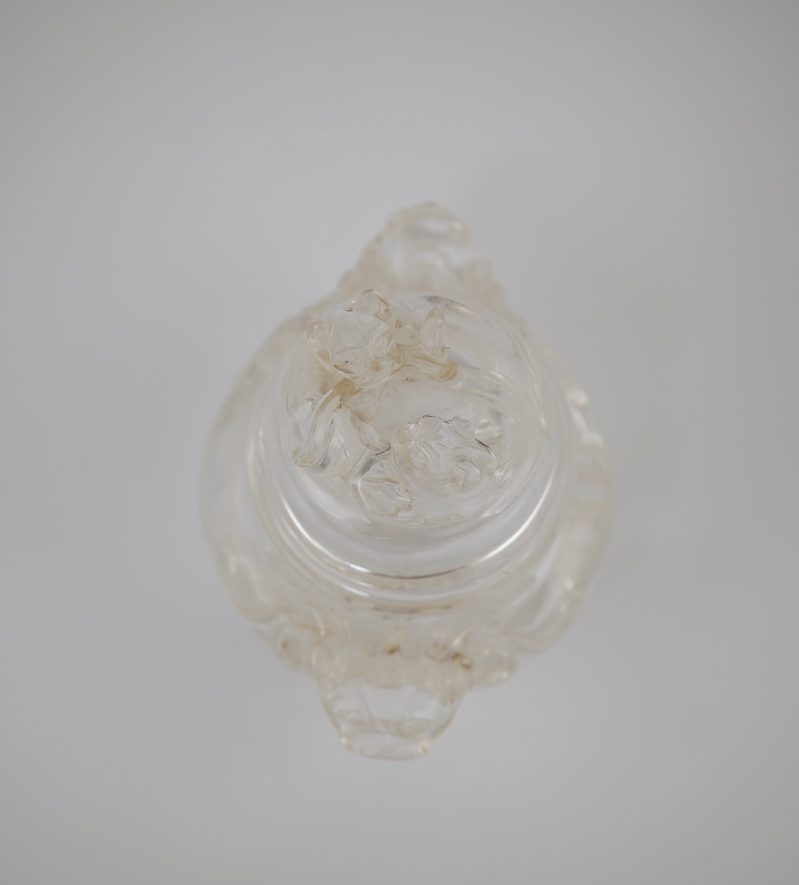 A Chinese rock crystal tripod censer and cover, ding, early 20th century